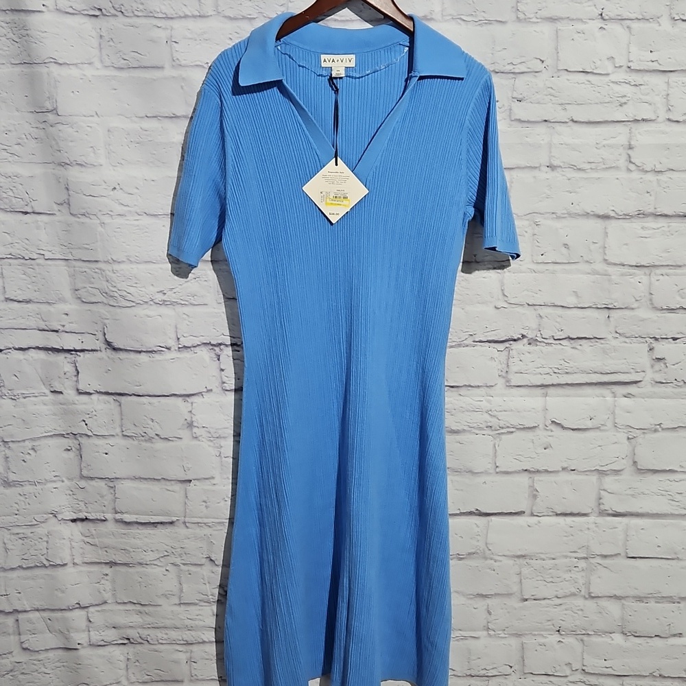Ava & Viv Polo Ribbed Sweater Midi Dress